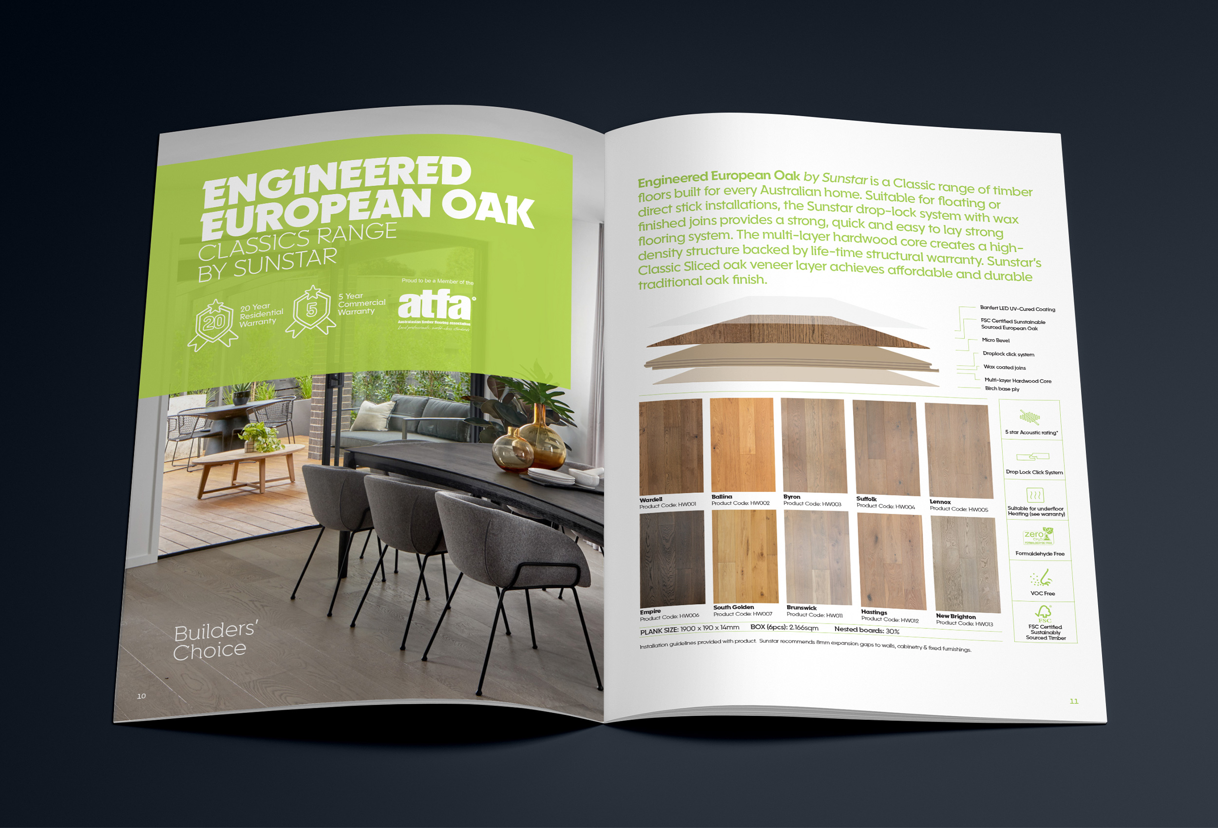 Sunstar Rigid Core Timber product brochure design internal layout